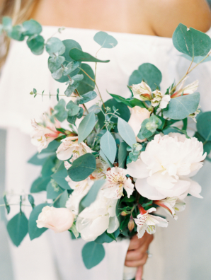 Eucalyptus and White Bloom Bouquet