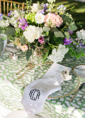 Monogrammed Napkin at Wedding Table