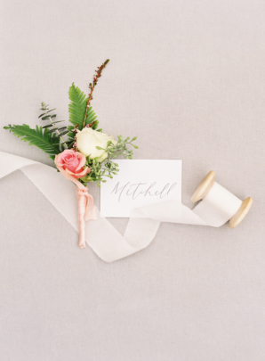 Pink and Ivory Boutonniere