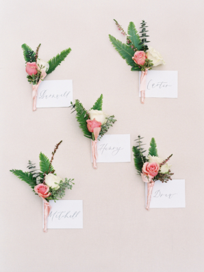 Pink and Ivory Boutonnieres