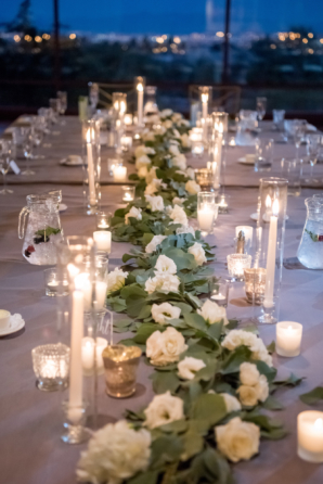 Wedding Reception with Greenery and Candlelight