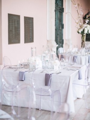 White and Lavender Wedding Table
