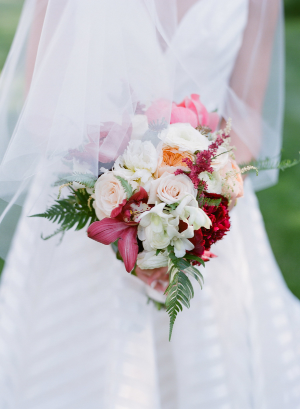 Bride with Pink and White Bouquet