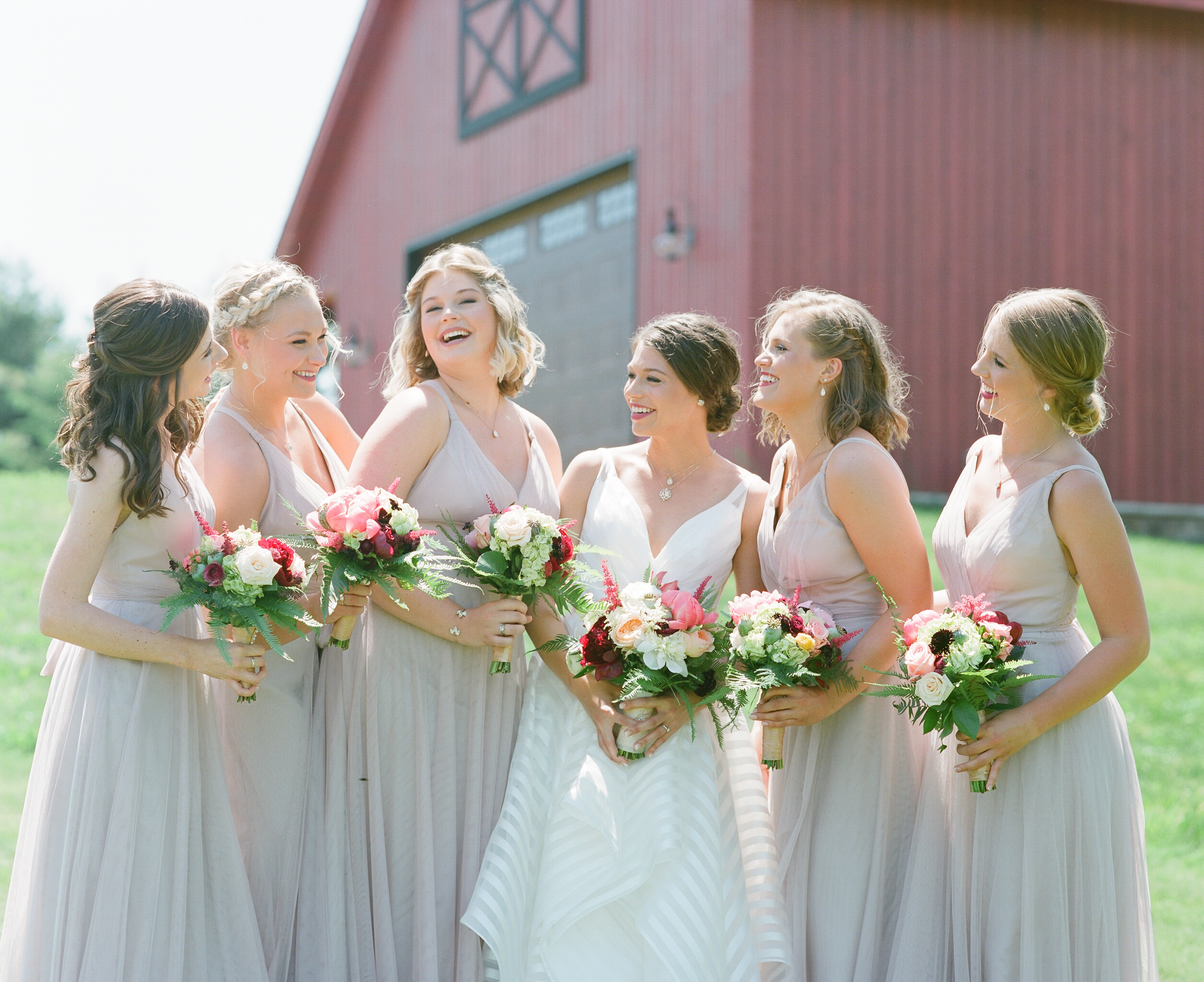 Bridesmaids in Taupe Dresses