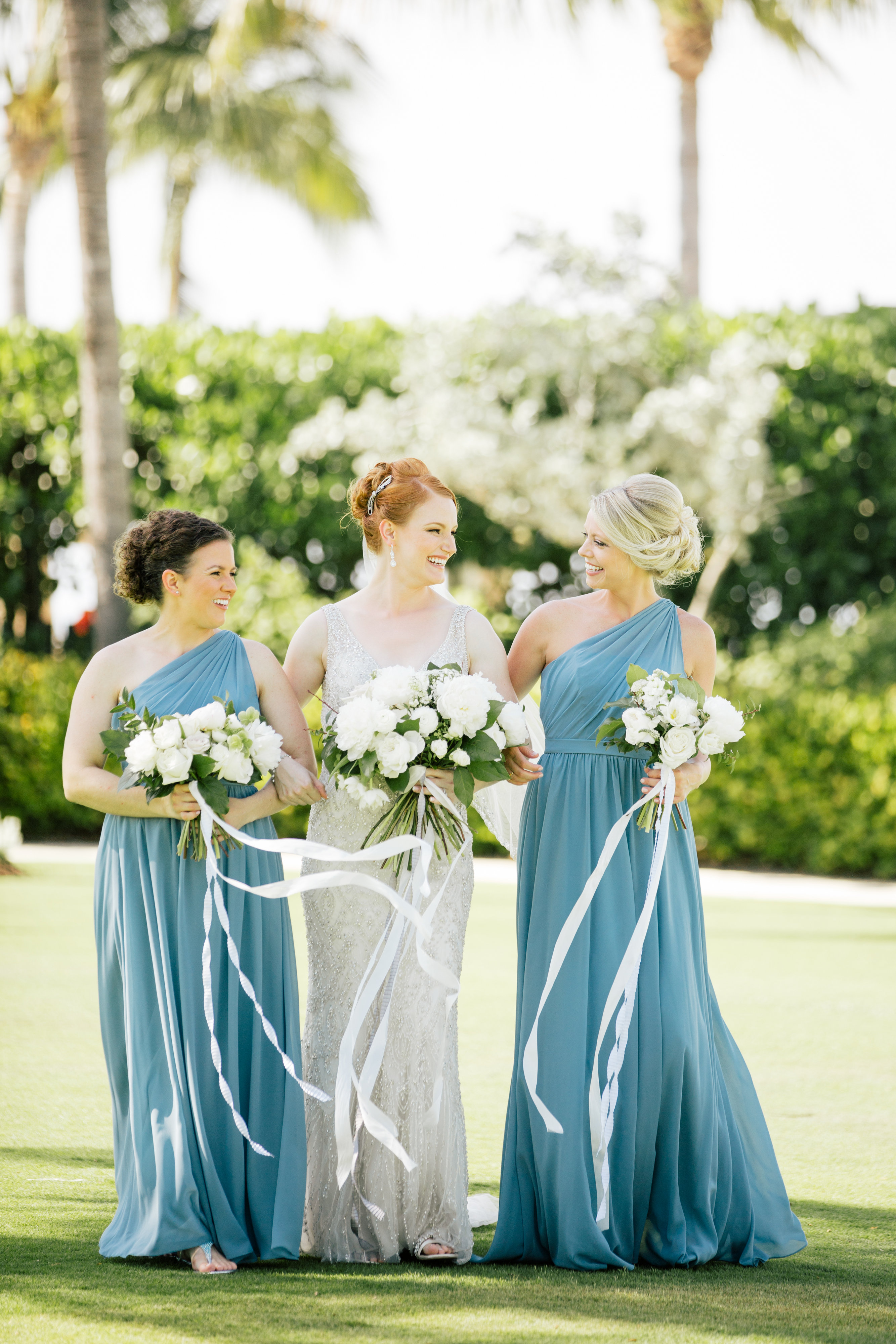 Bridesmaids in Cornflower Blue Dresses