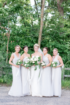 Bridesmaids in Pale Slate Gray Dresses