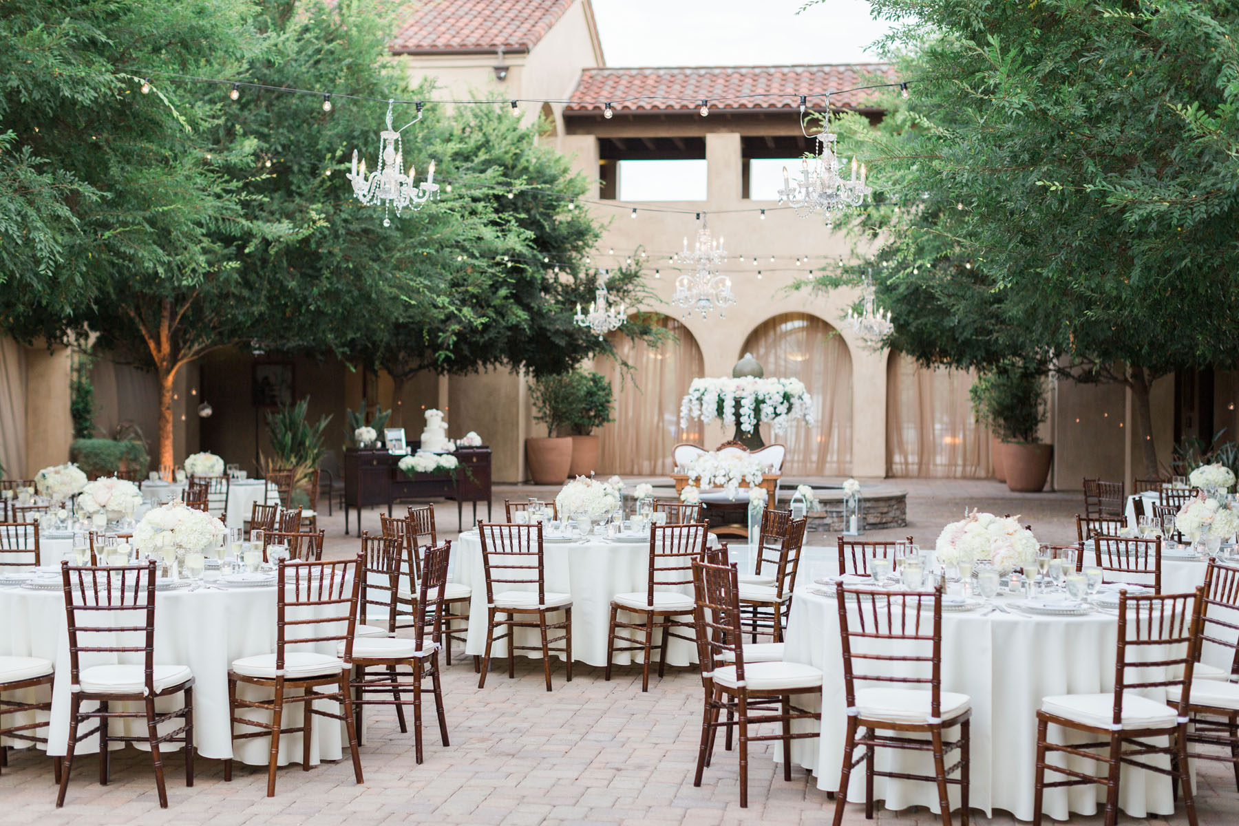 Outdoor California Wedding under Chandeliers