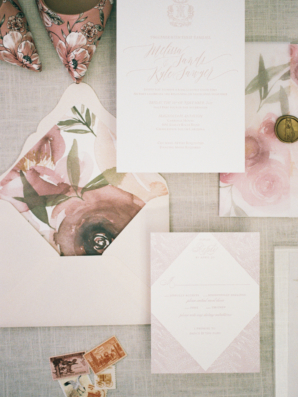 Watercolor Pink Wedding Invitations