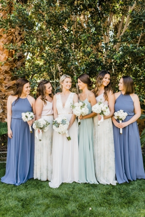 Bridesmaids in Shades of Blue and Mint