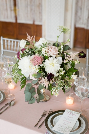Romantic Pink Green and Ivory Centerpiece