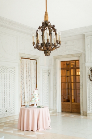 Wedding Cake Table in Elegant Ballroom