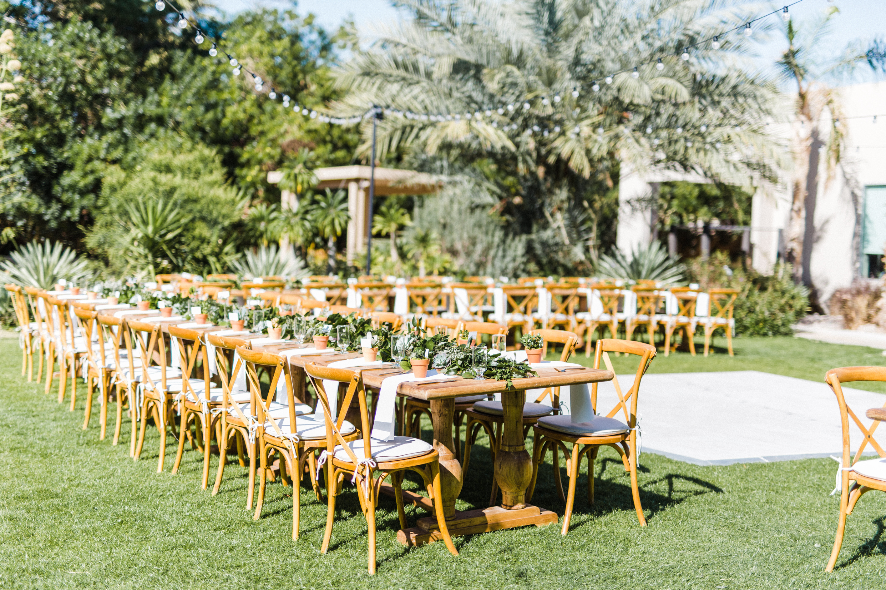 Wedding Reception with Wood Tables