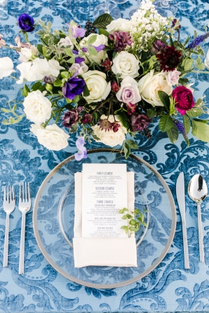 Blue and Purple Wedding Table