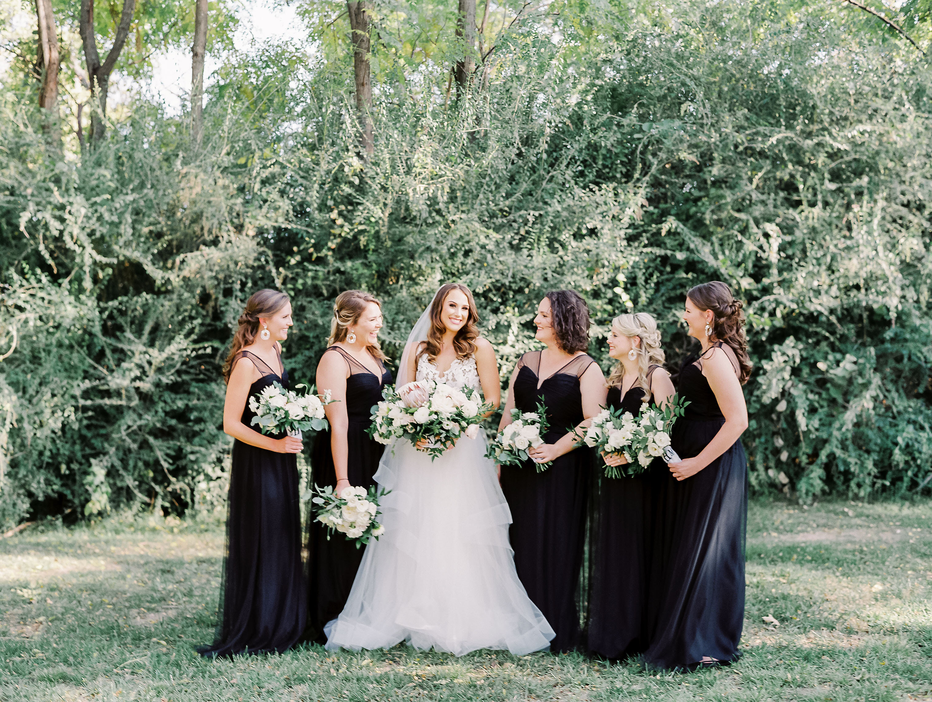 Bridesmaids in Black Dresses