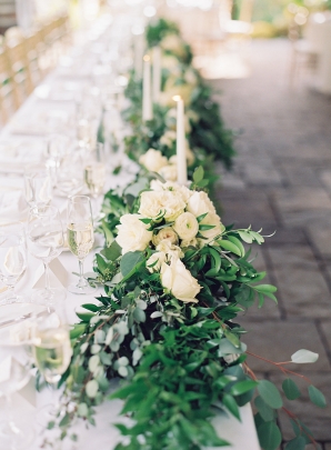 Elegant Greenery and Taper Candle Centerpiece