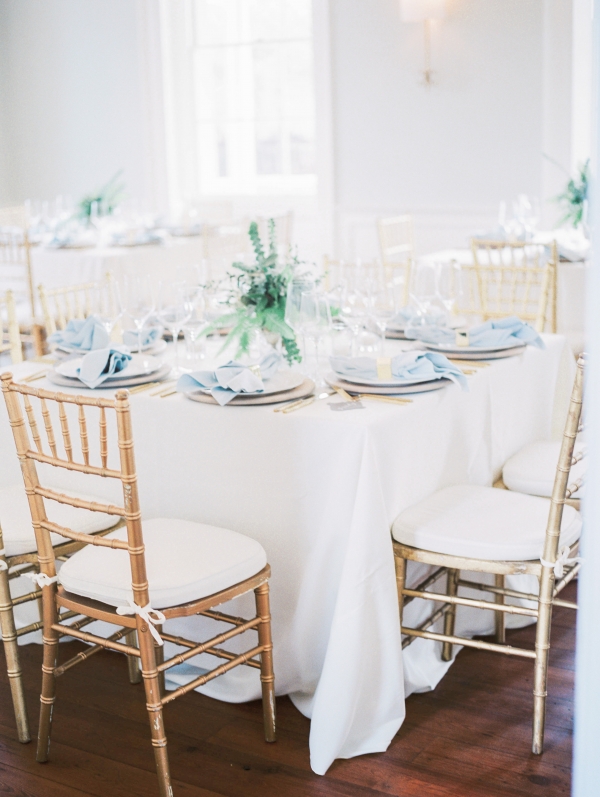 Elegant Pale Blue and Green Wedding Reception