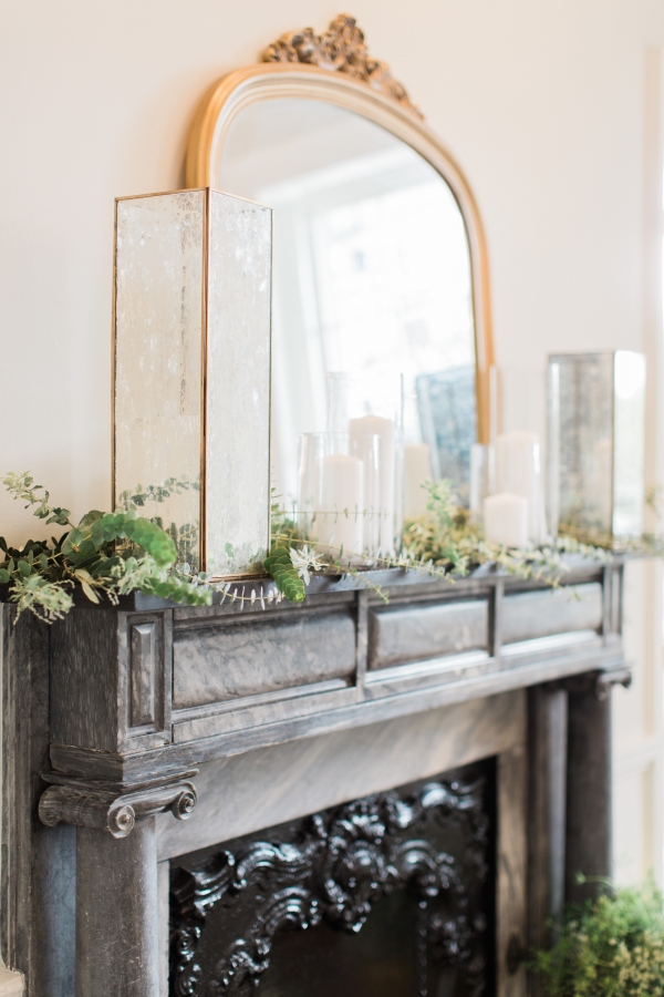 Greenery and Candle Mantel Decor