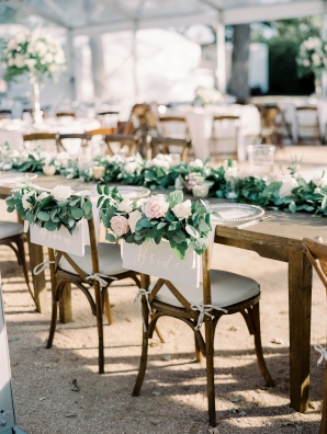 Greenery and Rose Chair Decor