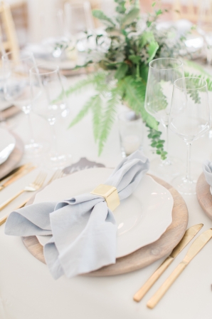 Pale Blue and Natural Wood Wedding Reception