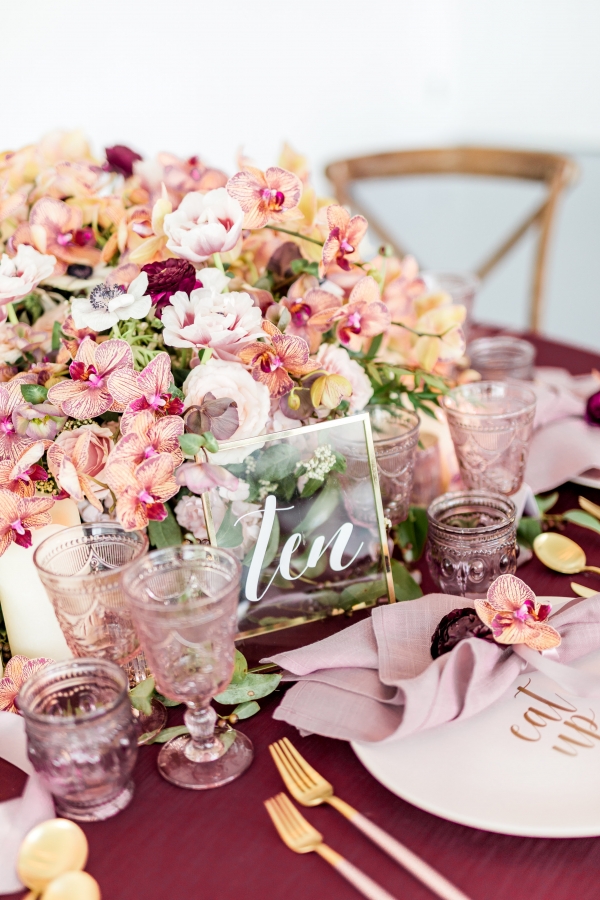 Spectacular Coral and Garnet Wedding Table