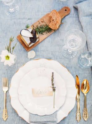 Blue and Gold Wedding Place Setting