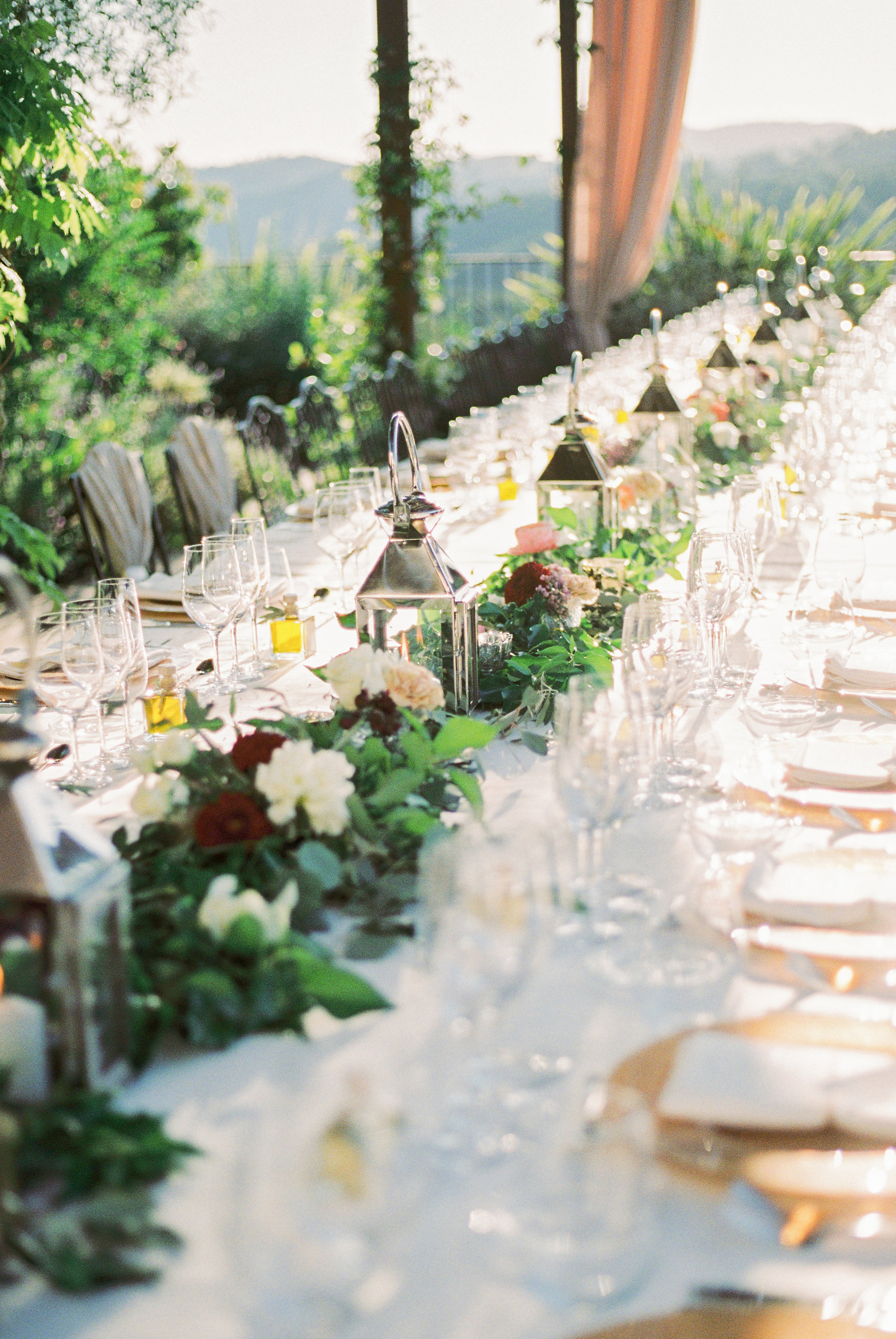 Long Wedding Table with Garland