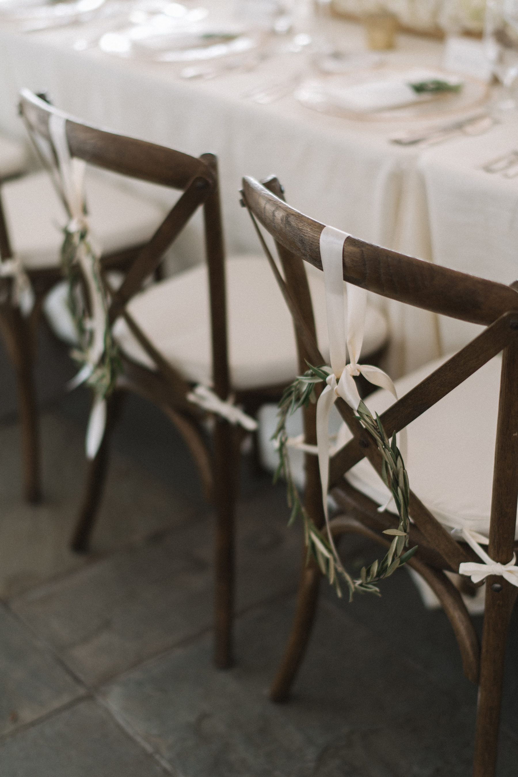 Olive Leaf Decor on Wedding Chairs