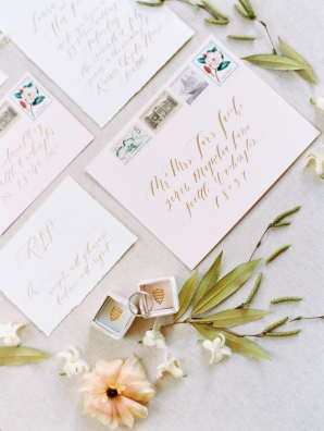 Pale Peach and Gold Wedding Invitations