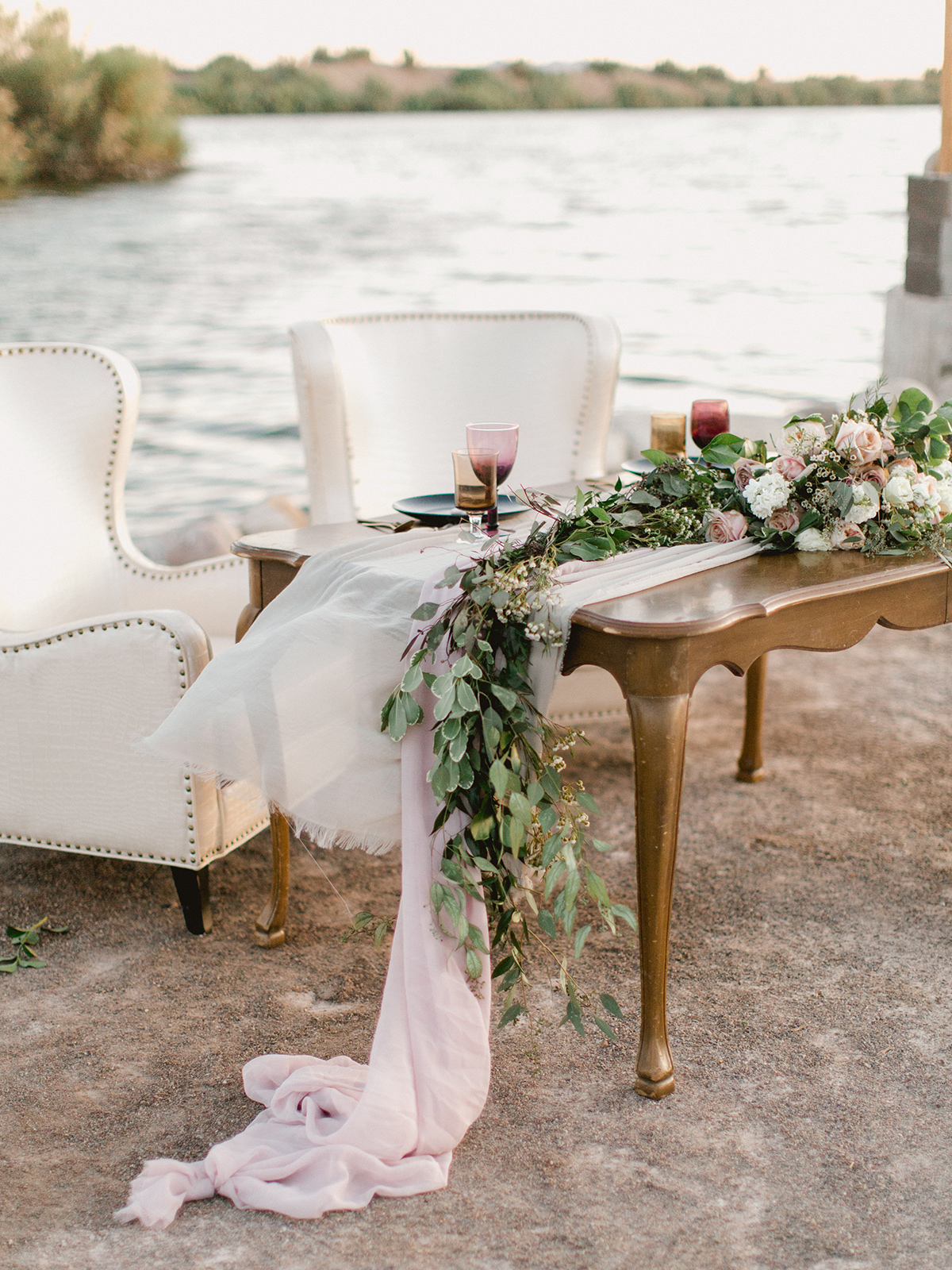 Romantic Wedding Sweetheart Table on Beach