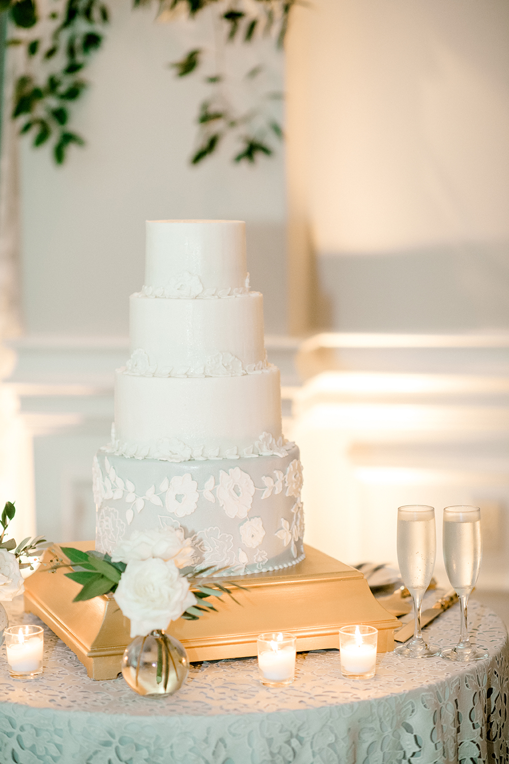 Wedding Cake with Flower Appliques