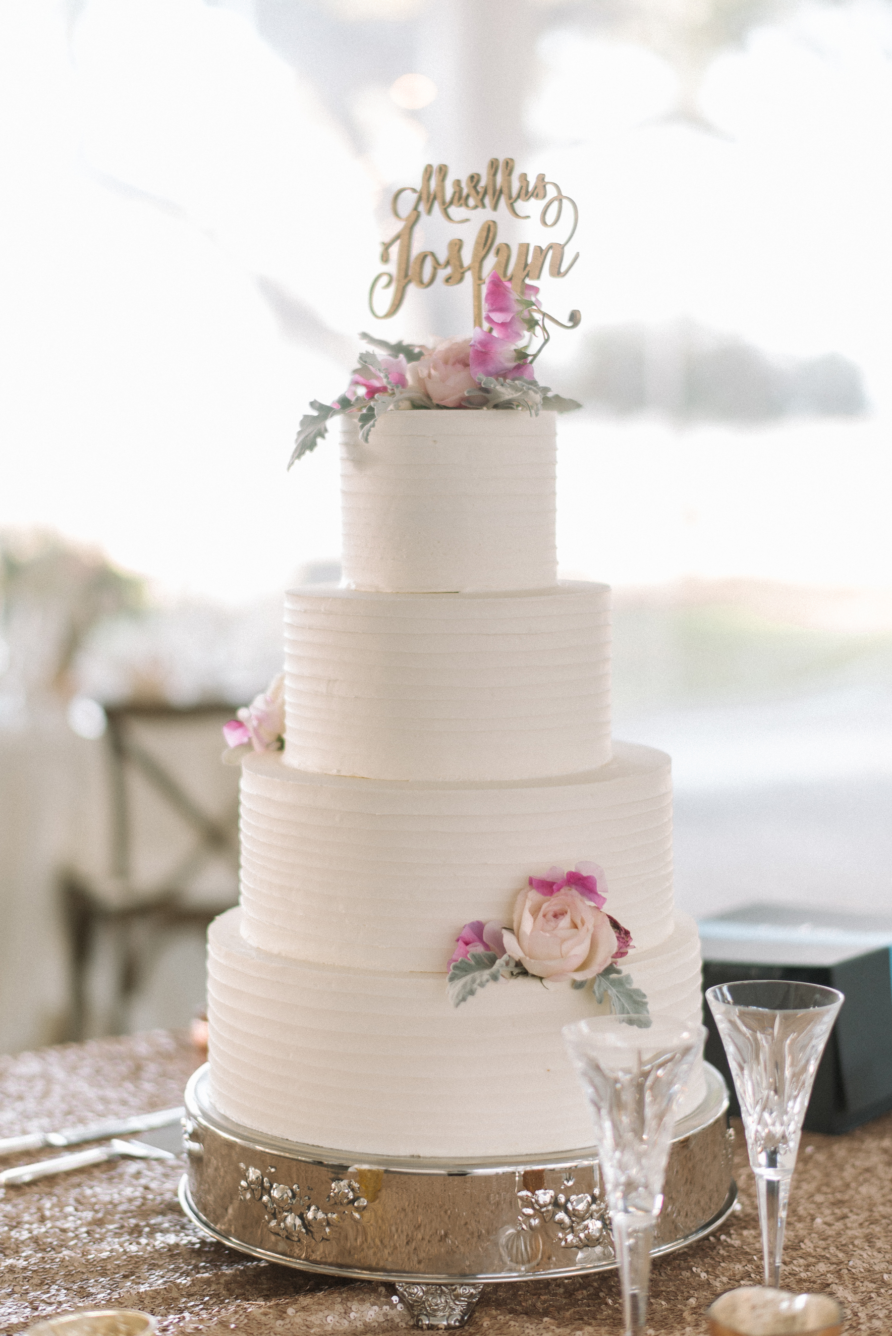 Wedding Cake with Laser Cut Topper
