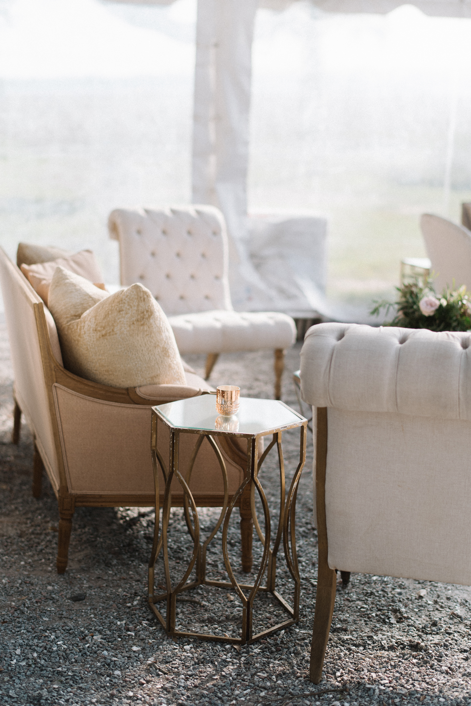 White and Gold Wedding Lounge Area