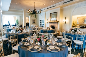 Blue and Gold Country Club Wedding Reception