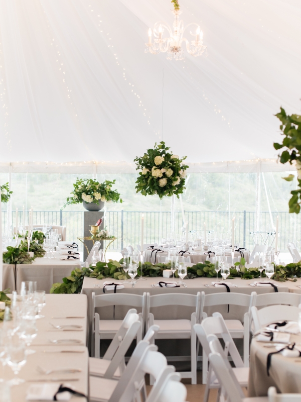 Greenery Centerpieces Tent Wedding