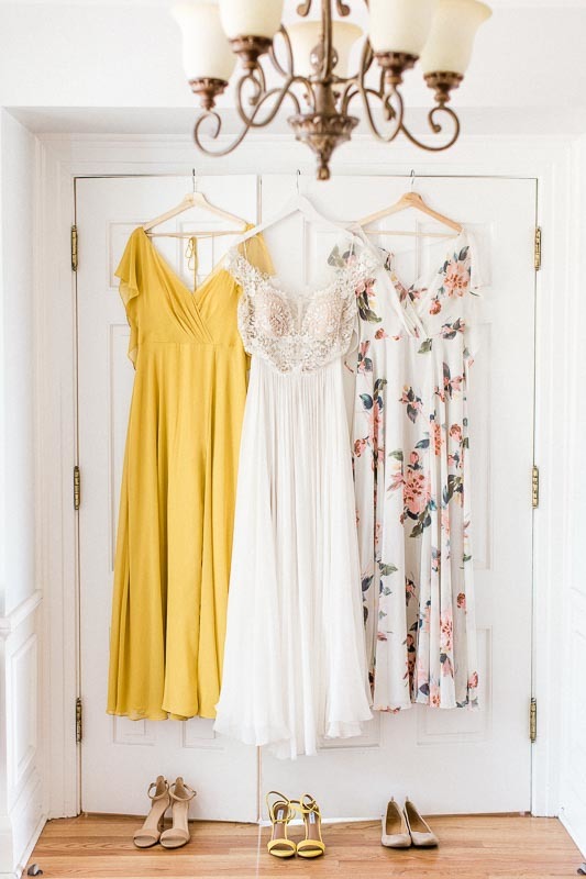 Mustard and Ivory Bridesmaids Dresses