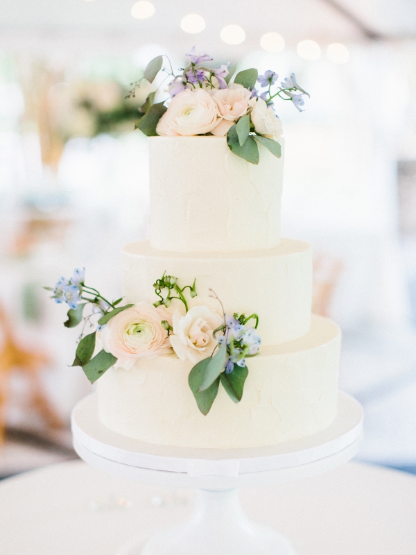 Wedding Cake with Blush Flowers