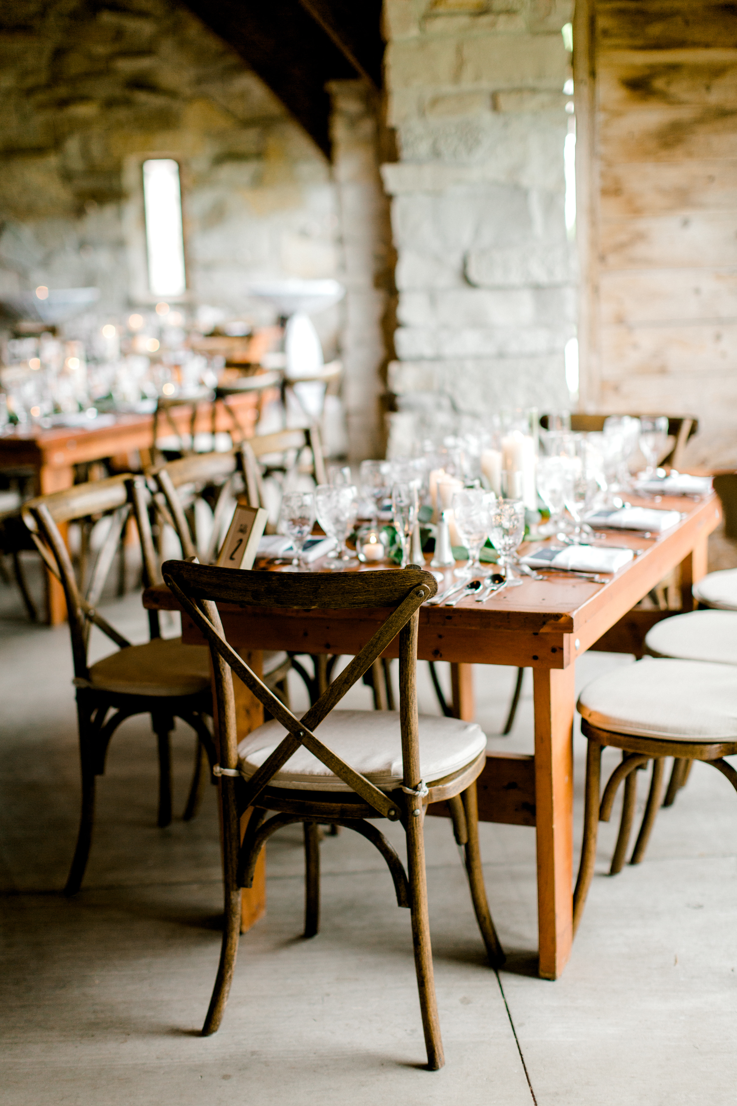 Chic Wedding Reception with Wood Tables