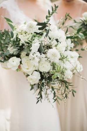 Elegant White and Green Bride Bouquet