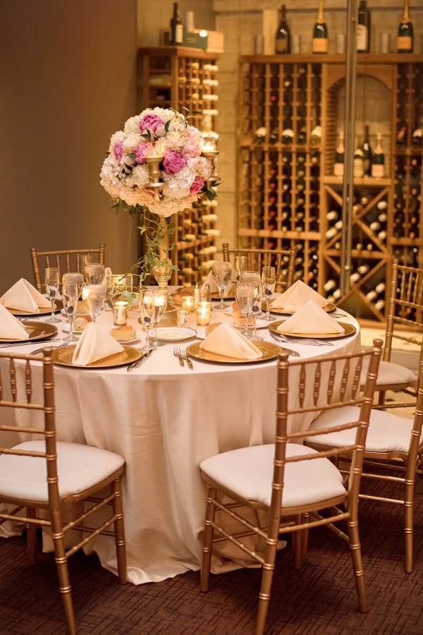 Gold and Radiant Orchid Wedding Reception