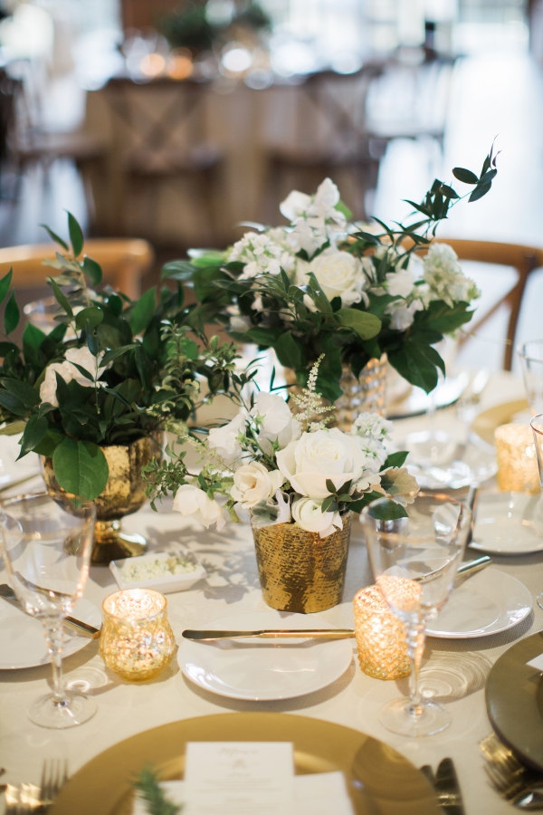 Organic Green and Gold Centerpiece