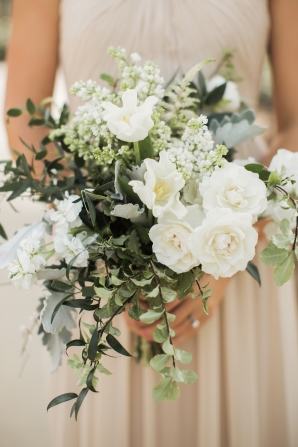 Organic Green and Ivory Bridesmaid Bouquet