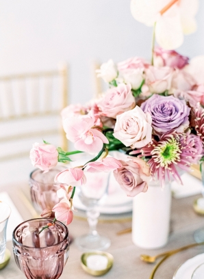 Pink and Purple Wedding Centerpieces