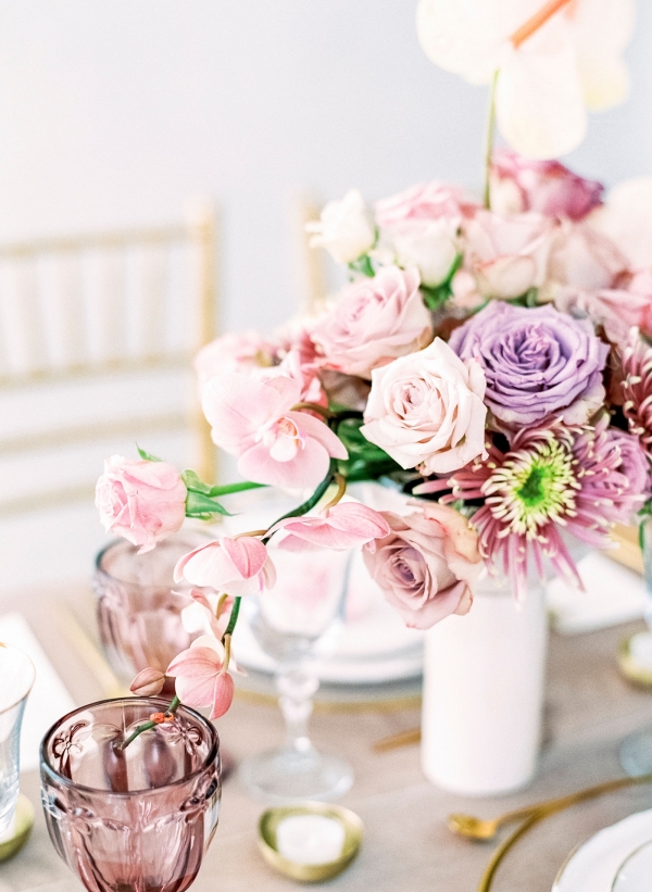 Pink and Purple Wedding Centerpieces