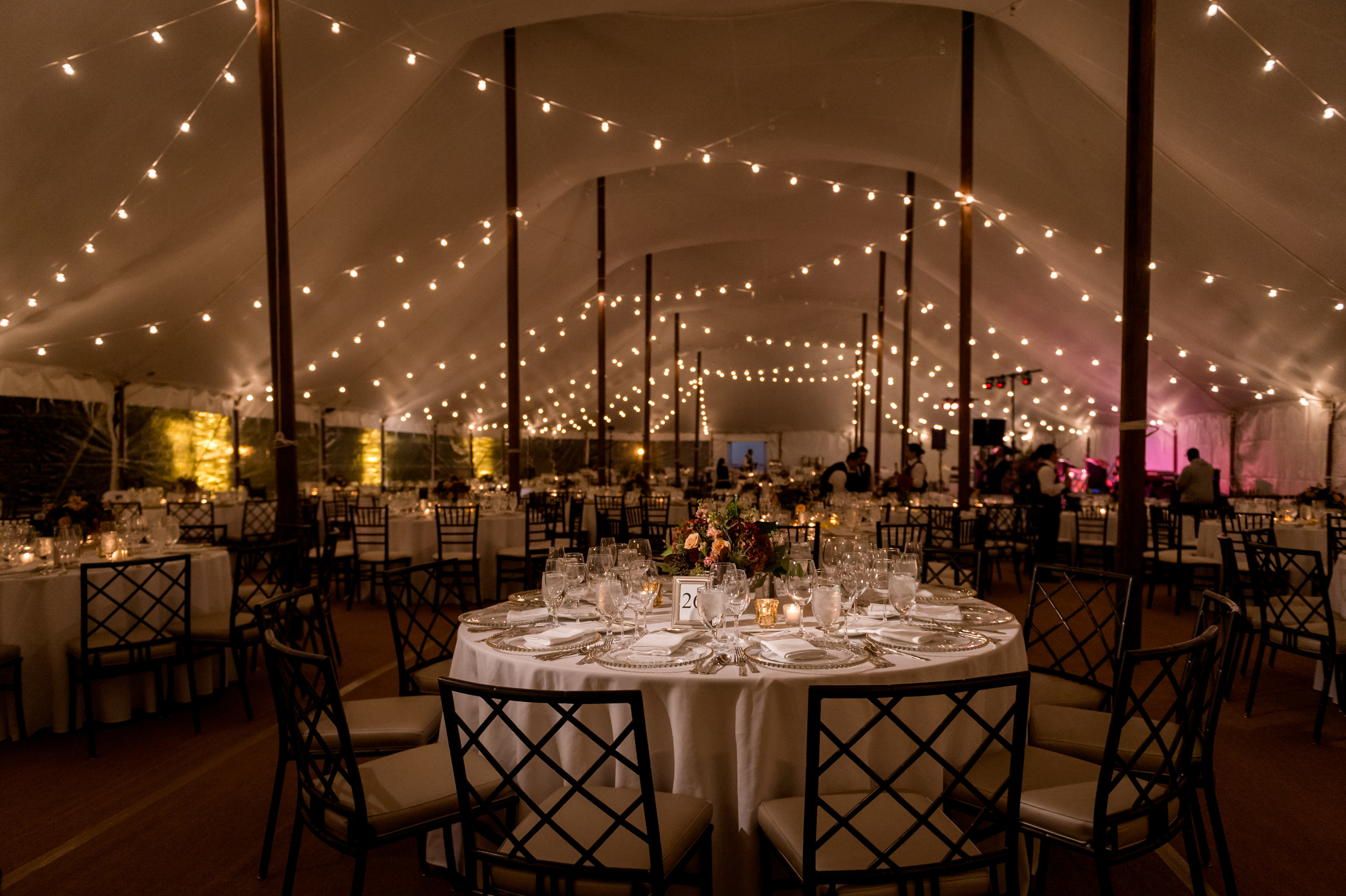 Tent Wedding with String Lights
