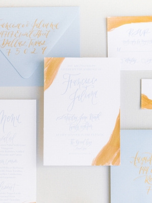 Blue and Gold Wedding Invitations
