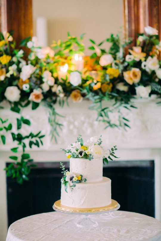 Petite Wedding Cake with Yellow Flowers