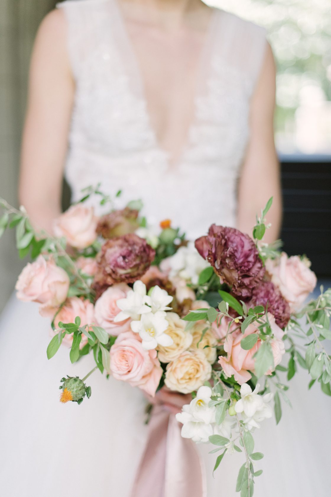 Peach Mauve Rose Wedding Bouquet