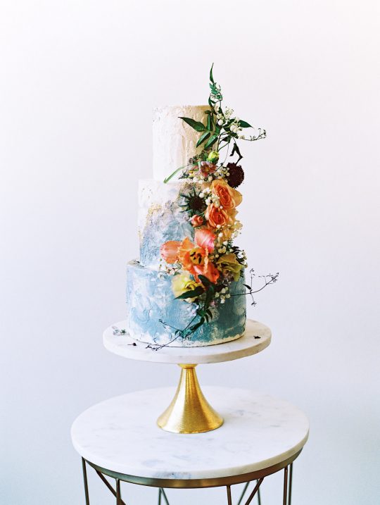Painterly Organic Floral Wedding Cake