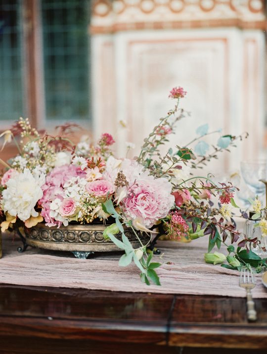 Antique Vintage Romantic Peony Rose Hydrangea Centerpiece