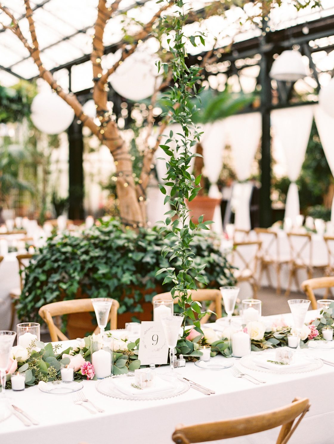 Botanical Conservatory Greenery Wedding Reception Decor